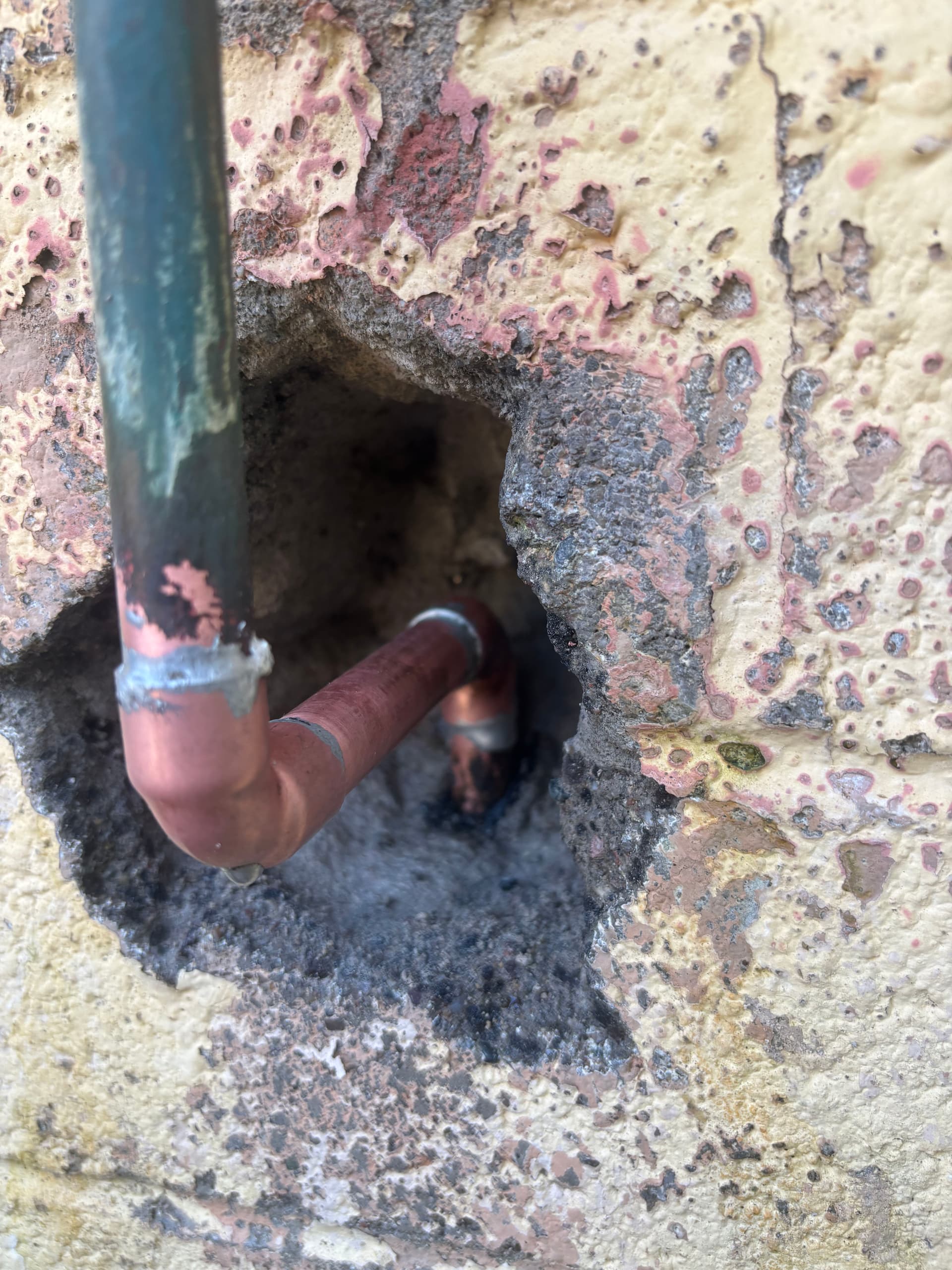 Copper Line Leak Repair Behind a Block Wall Hose Bib image